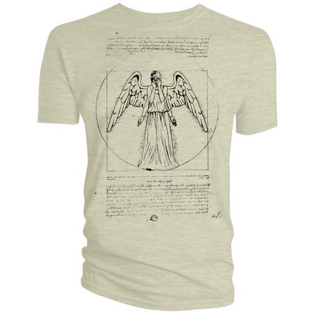 Doctor Who Vitruvian Angel Diagram and Text T-Shirt Da Vinci Design Size SM NEW 